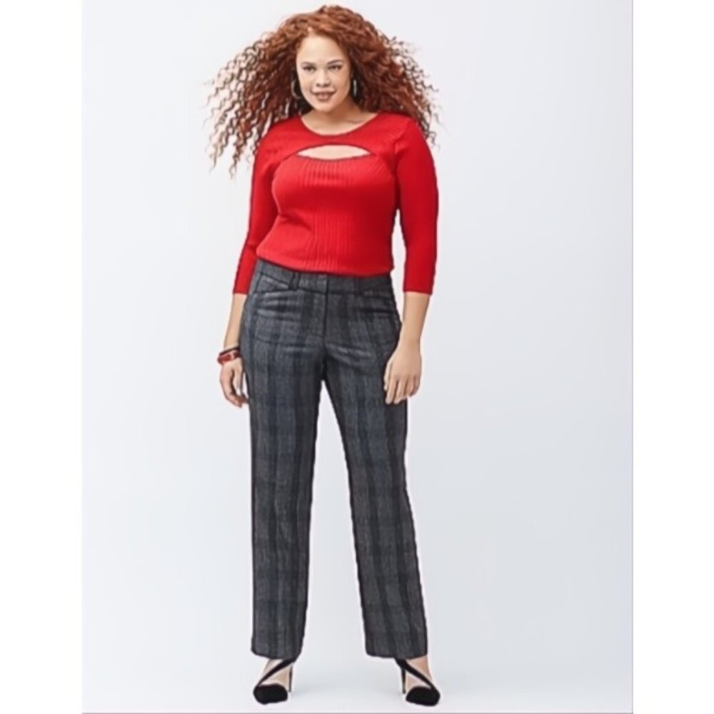 Lane Bryant Sophie Tailored Stretch Plaid Trouser Pants 28